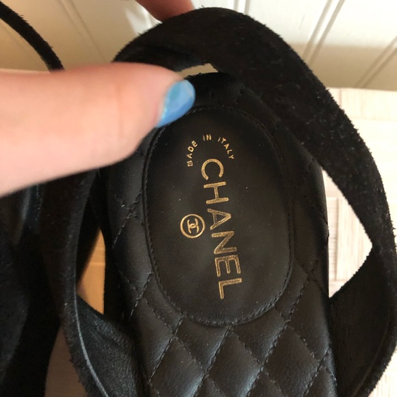 Chanel Black Suede Platform Wedges - Picture 8 of 9